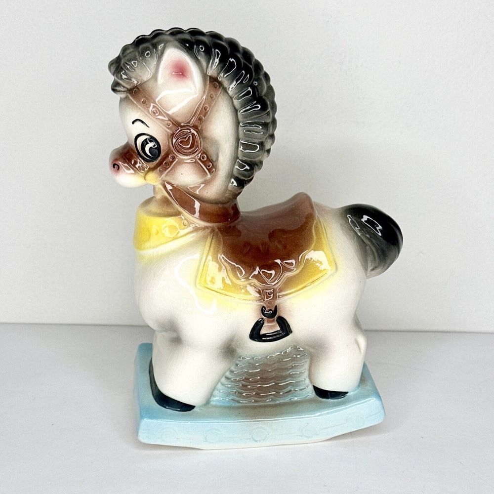Vintage Rocking Horse‎ Pony Bank Gilner Mold G-618 Stan 1968 Piggy Bank 8” Tall